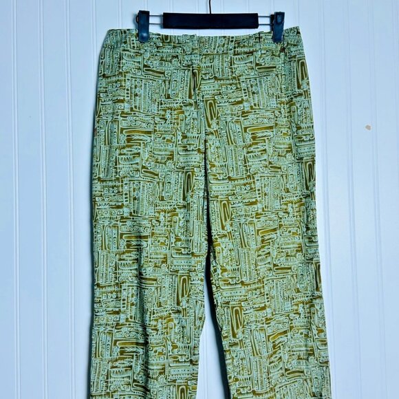 Peruvian Connections Women’s Pants Prima Cotton Patterned Green Size 8 Casual - Picture 2 of 8